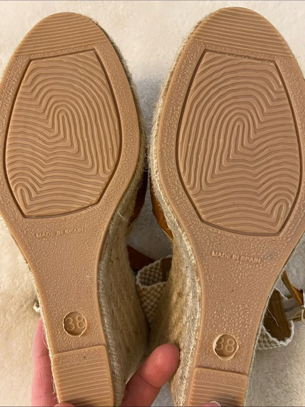 Paseart Camel Suede Wedge Heel Ankle Strap Euro Summer Espadrilles 7